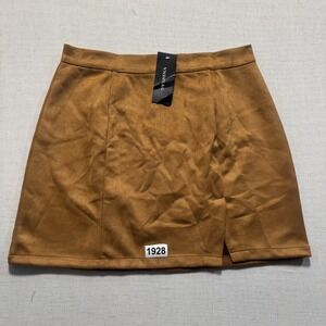 VNDFLAG Faux Suede Mini Skirt Women Sz L Brown New With Tags